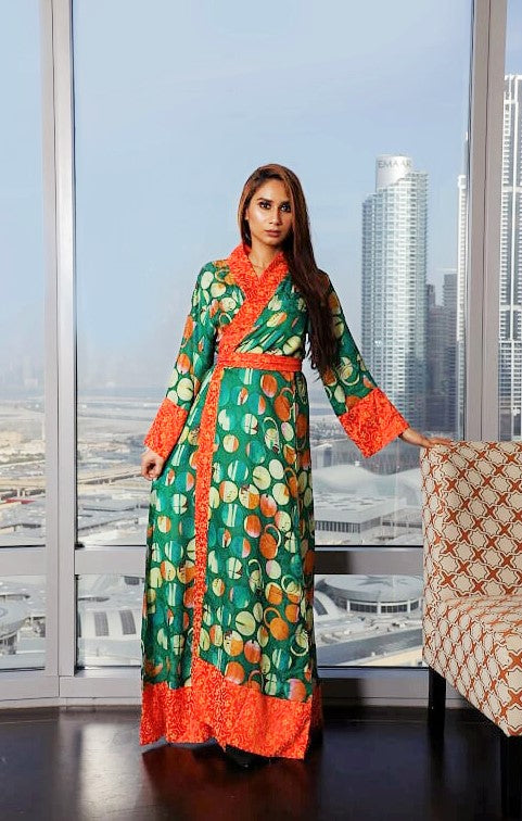 green satin kimono dress Paloma Satin Kimono Maxi Dress main image 1