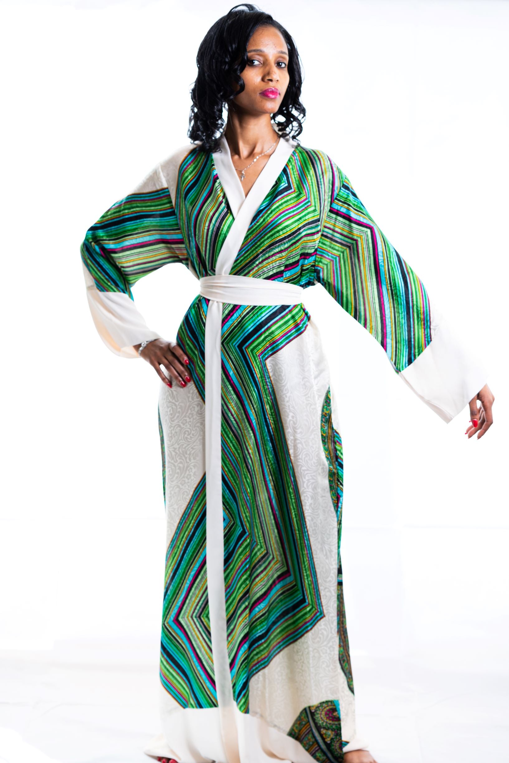 Boho Silk Kimono Robe Green Kimono Dress Ellectives