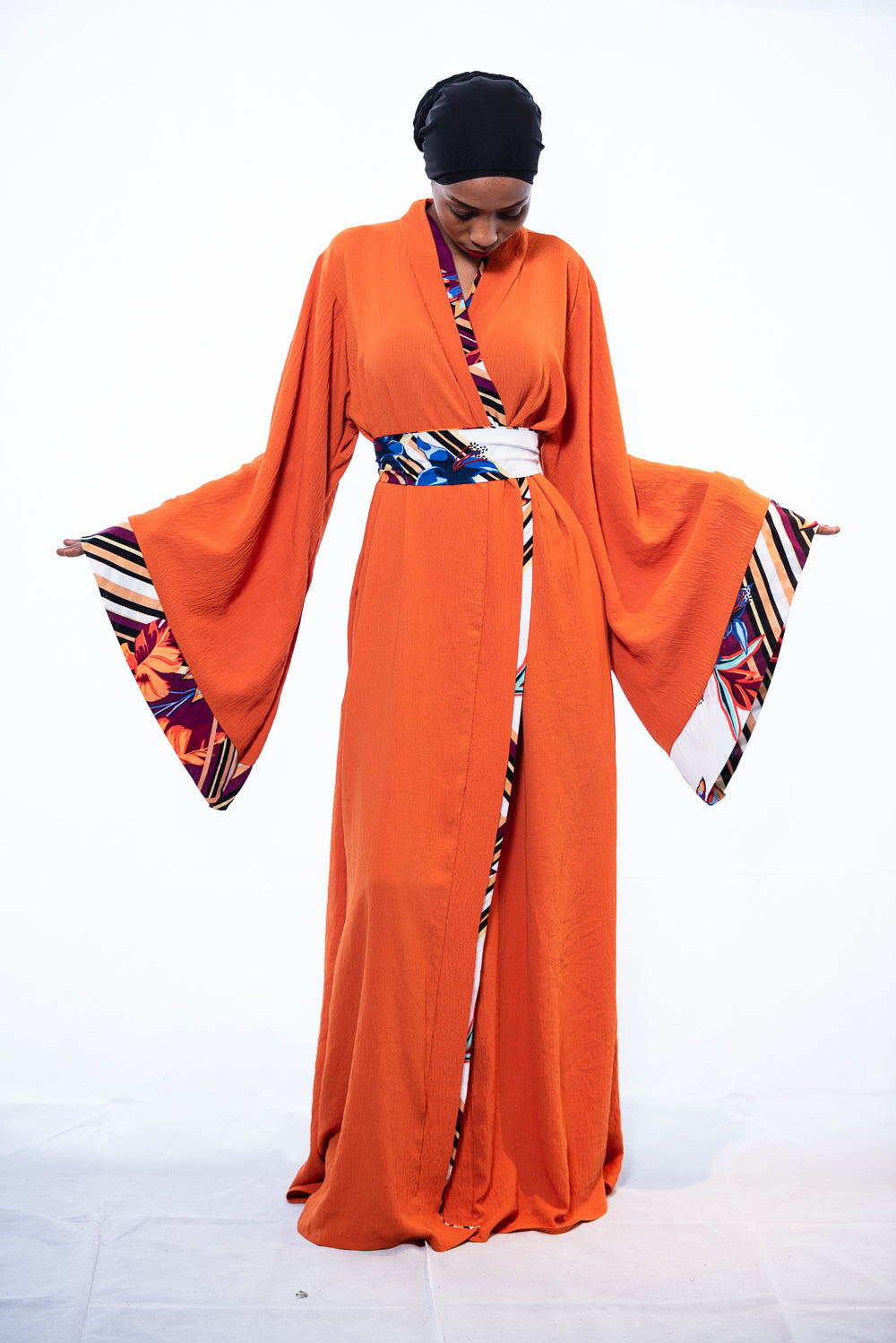 Orange Long Robe | African Print Robes | Ellectives