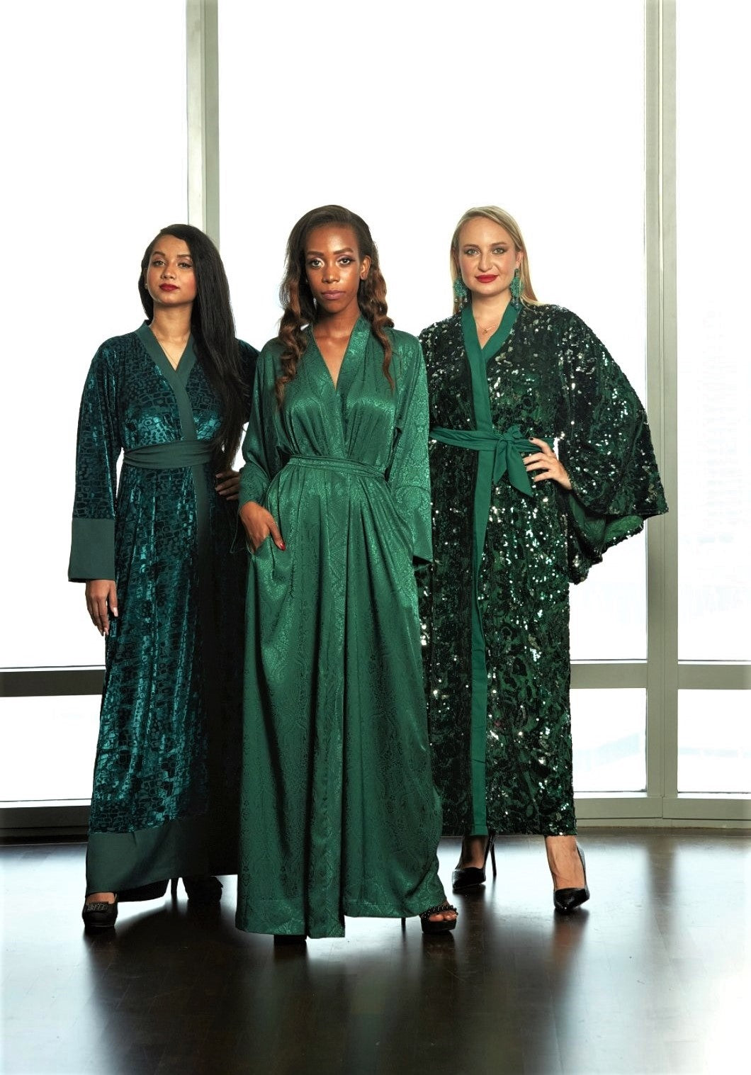 Emerald green 2025 kimono dress