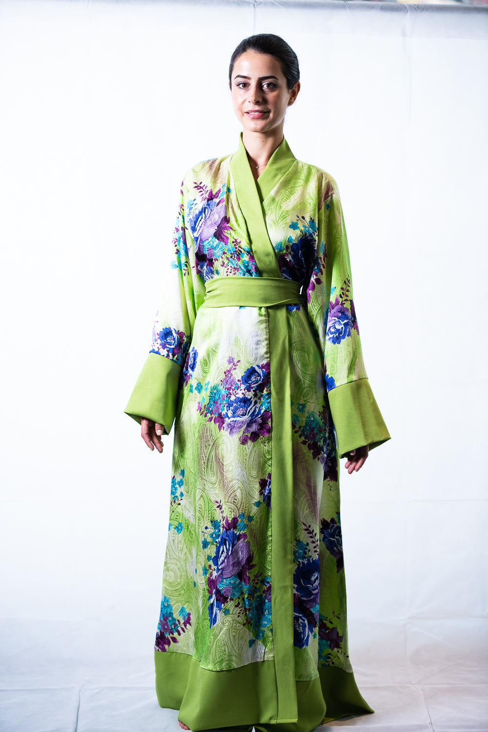HOT ! Green Kimono Dressing Green Silk Dressing Gown Josa Silk Kimono Robe HOT ! Green Kimono Dressing Green Silk Dressing Gown Josa Silk Kimono Robe