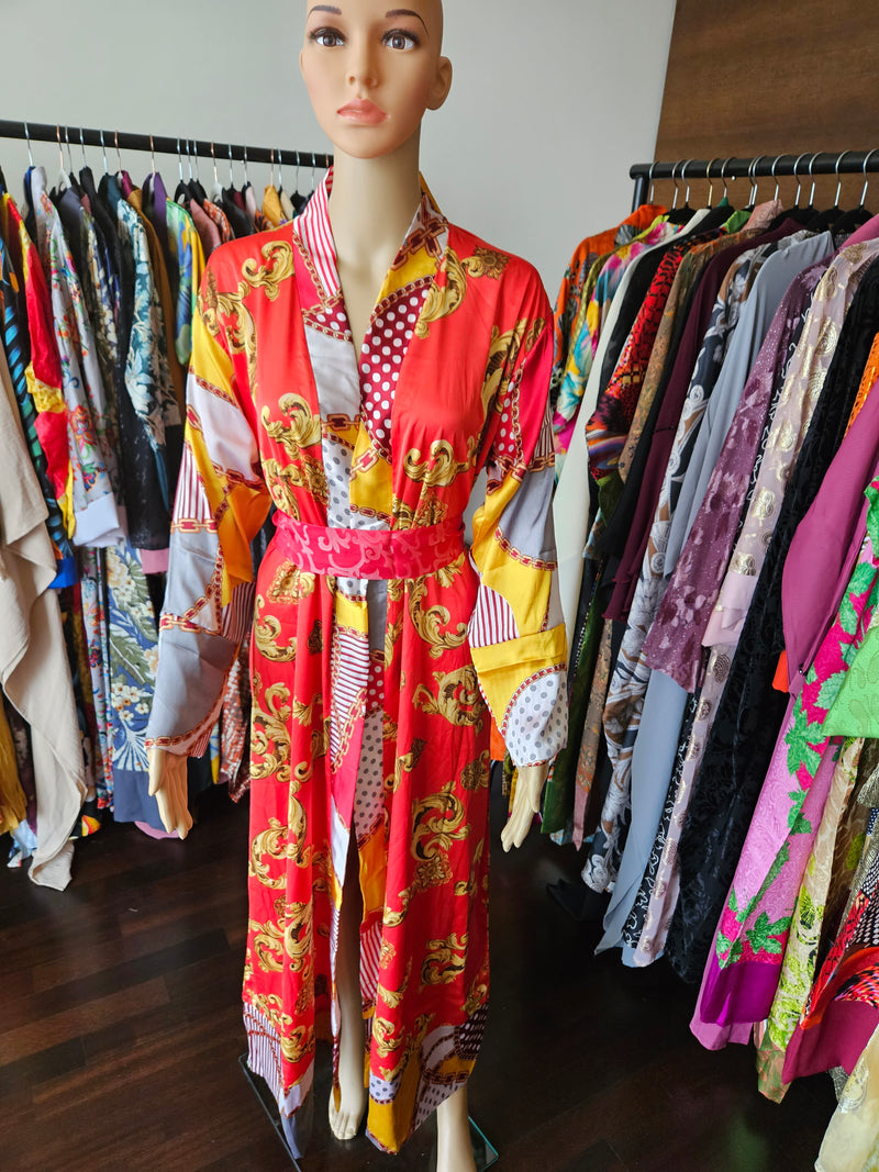 Blossom red kimono robe