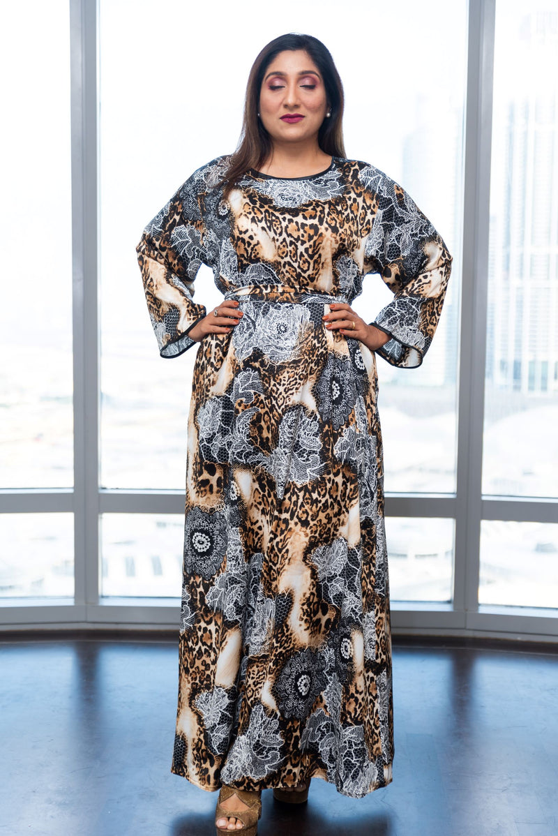 Leopard kaftan maxi dress