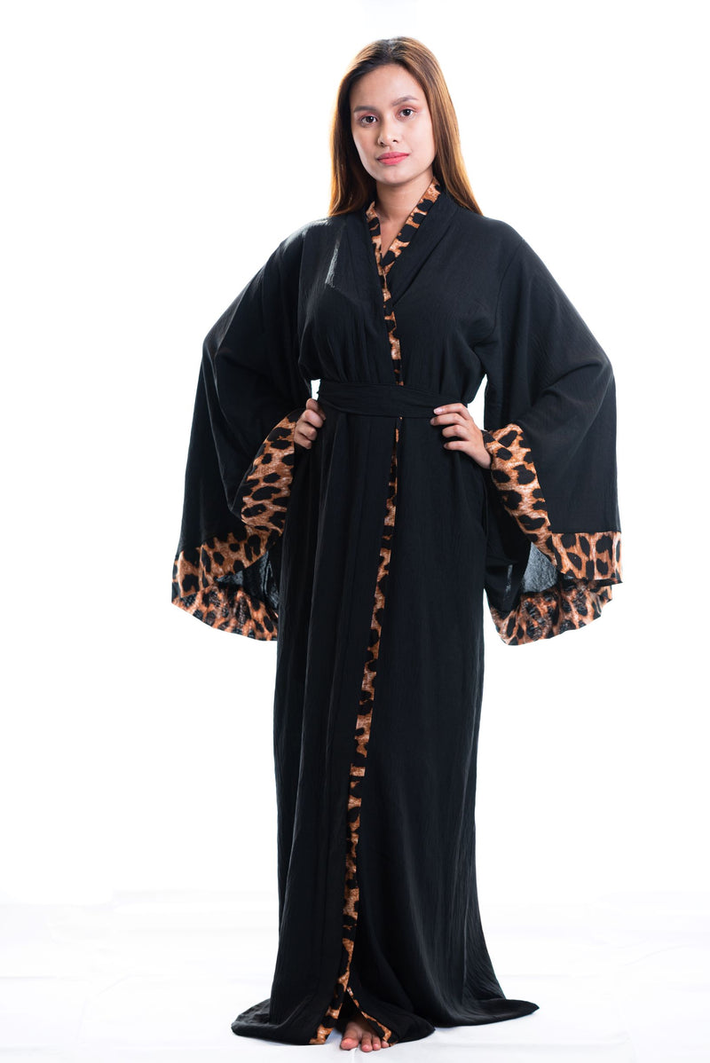 black long leopard nightgown