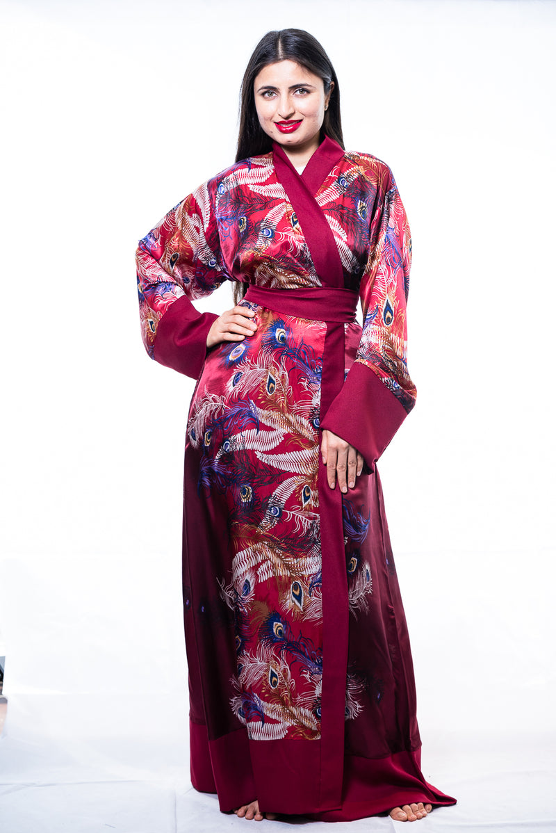 burgundy red kimono