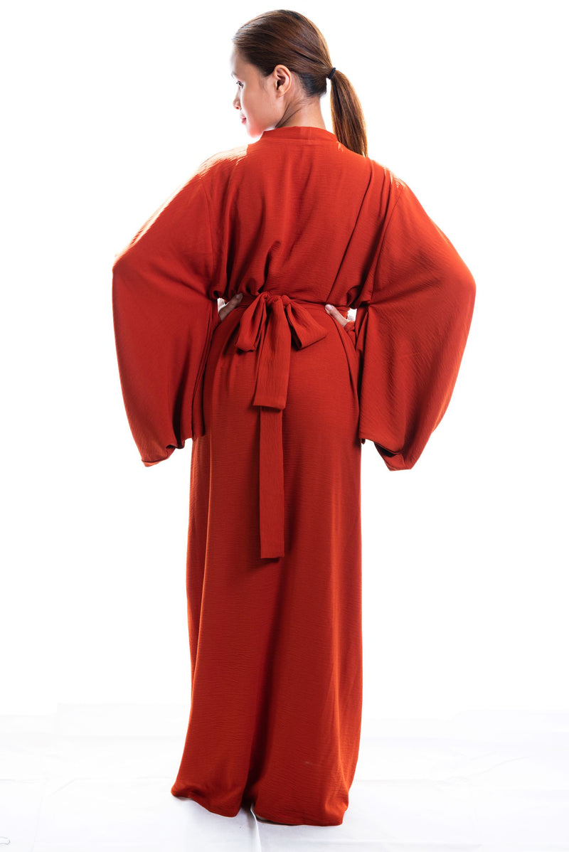 copper furisode kimono robe