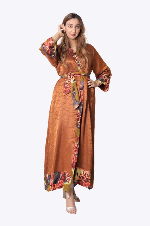 Bronze Silk Wrap dress resort wear