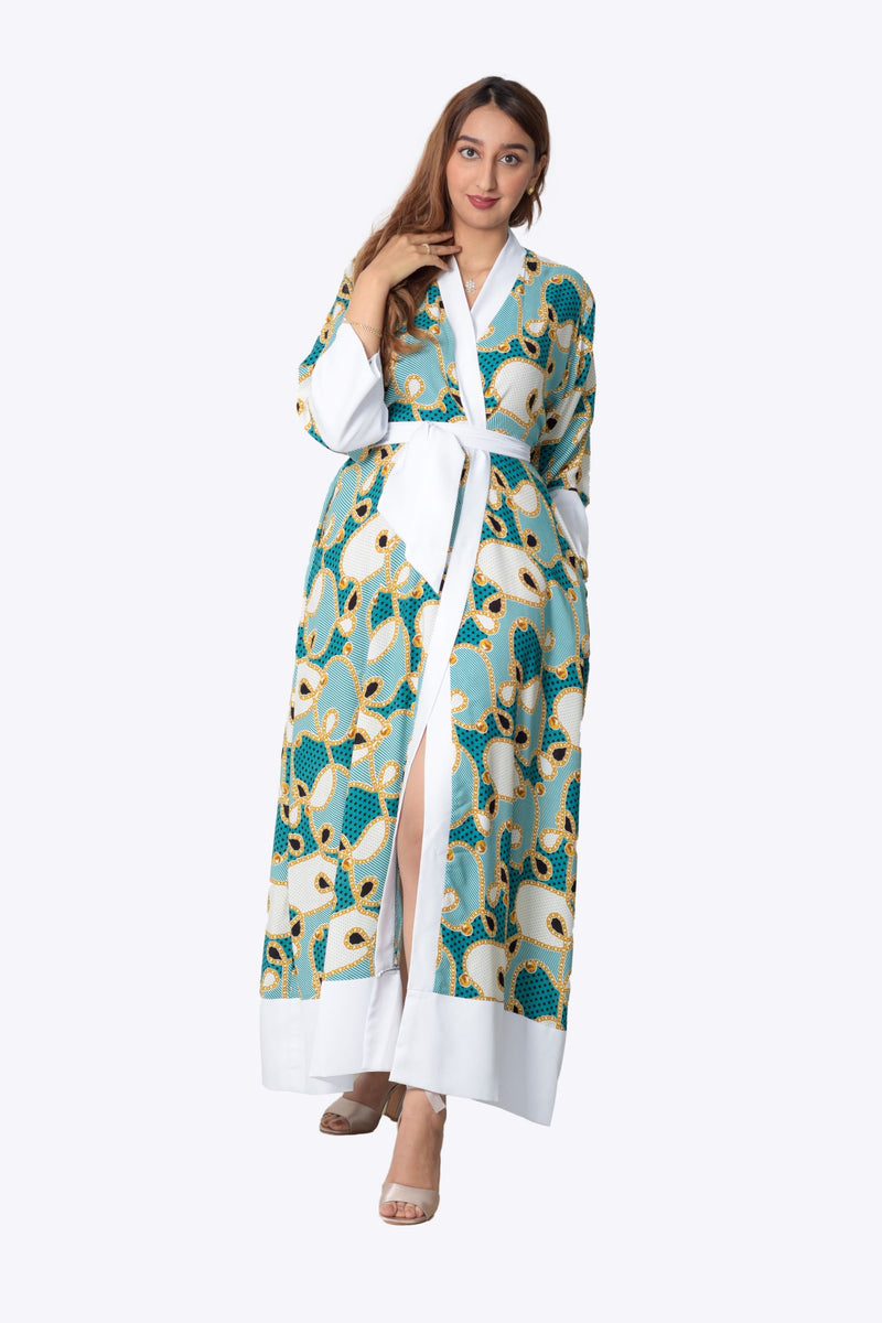 White Kimono with Blue splashes