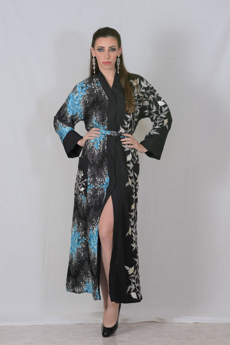 long black floral  robe 