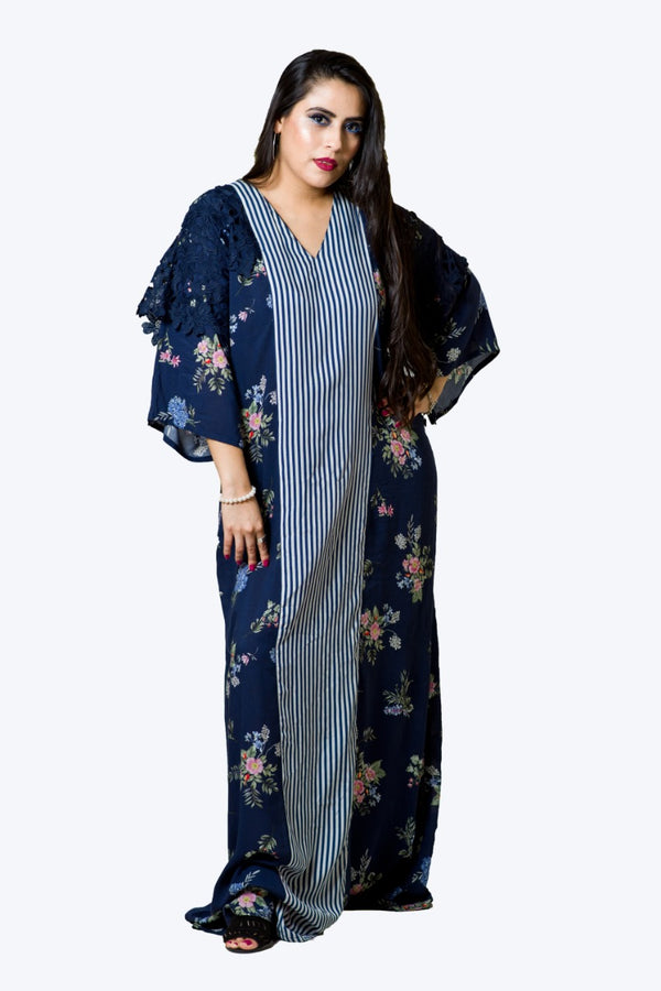 Blue floral kaftans maxi dress