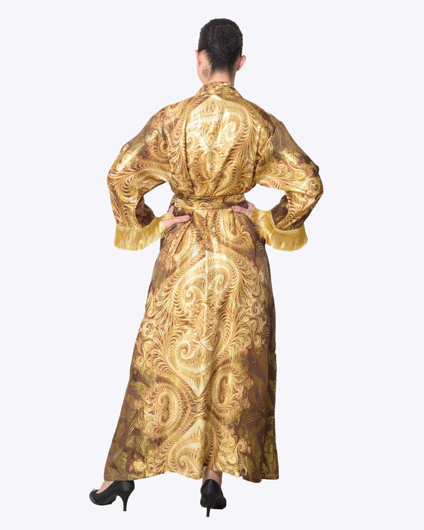 luxury Brown SIlk Kimono Robe 