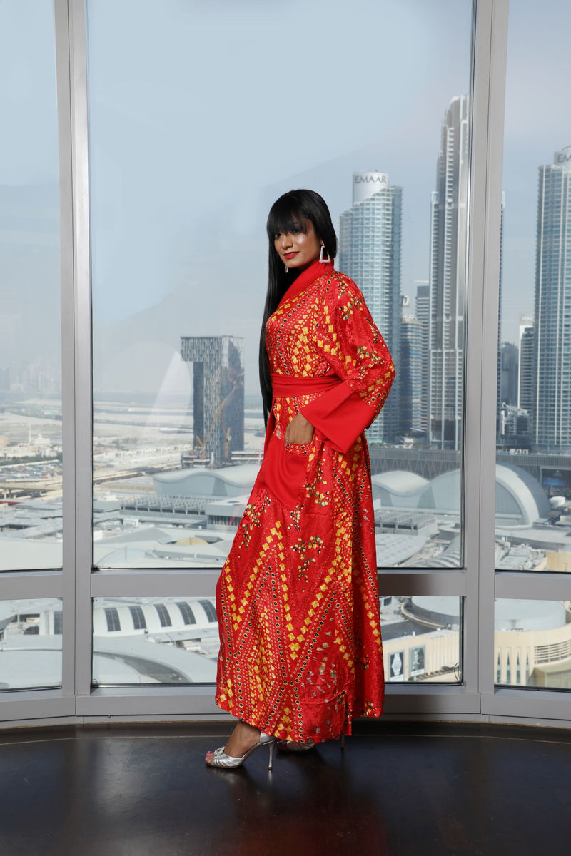 Red Kimono Robe Silk Kimono Dressing Gown Ellectives