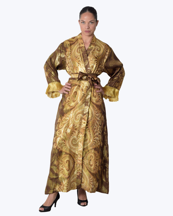 Long Gold Kimono formal Dress