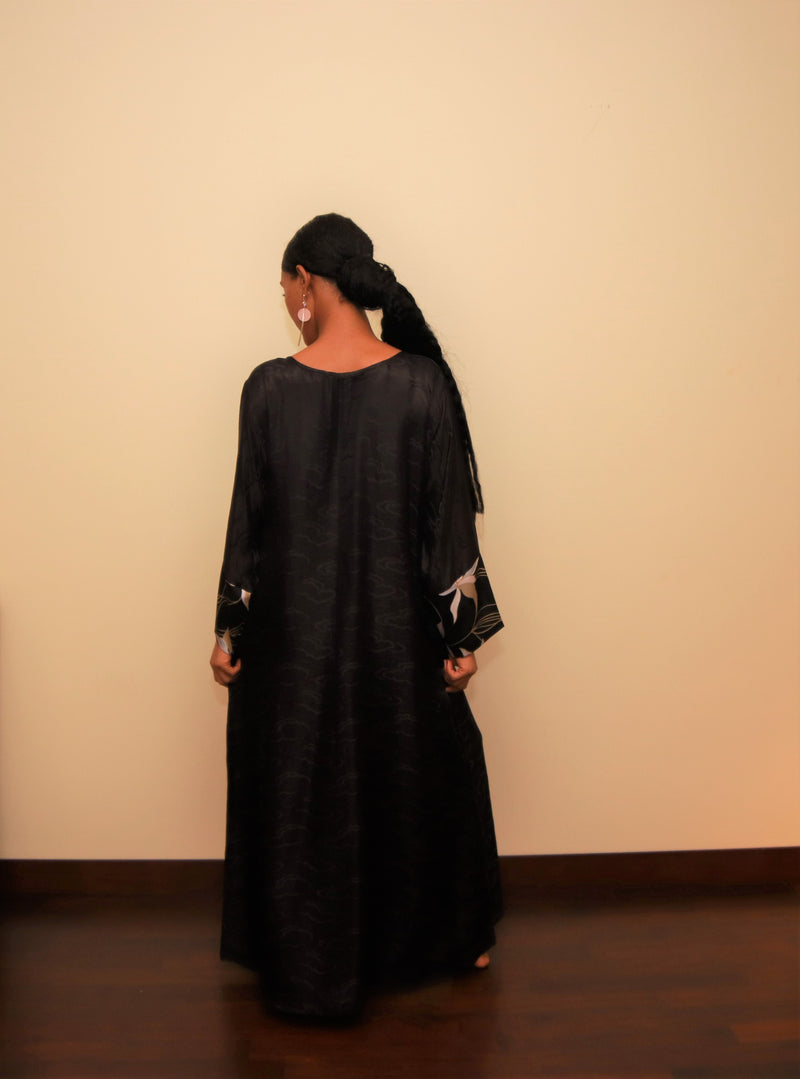 black silk dress abaya style 
