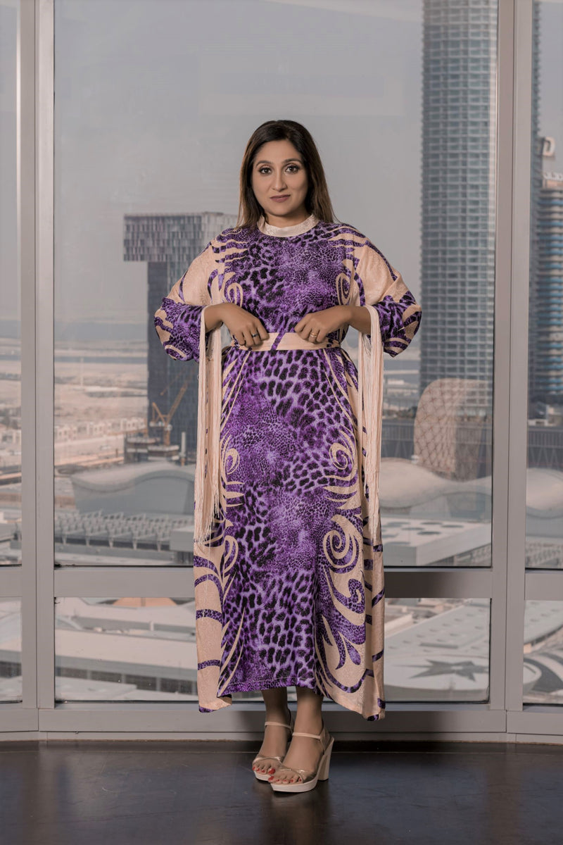 Long Purple Evening Gown with fringe
