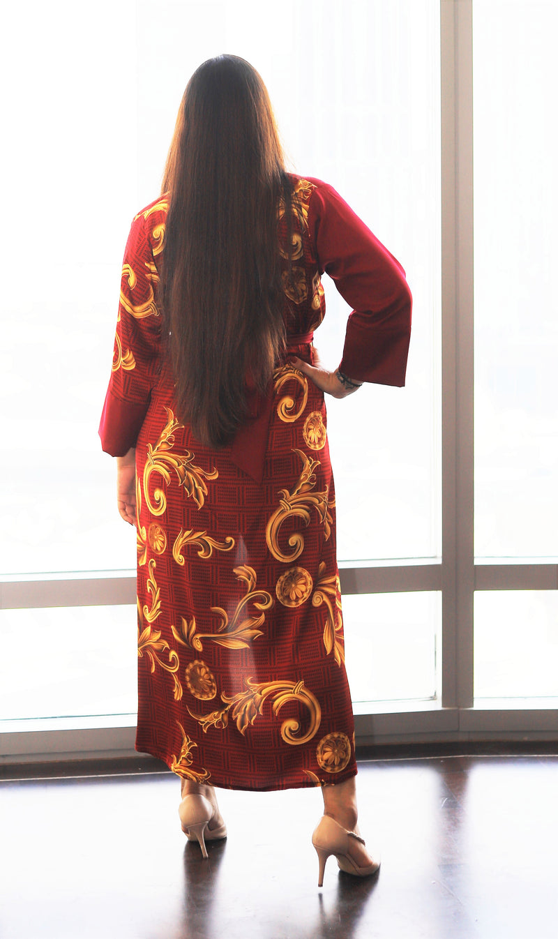red long satin loungewear