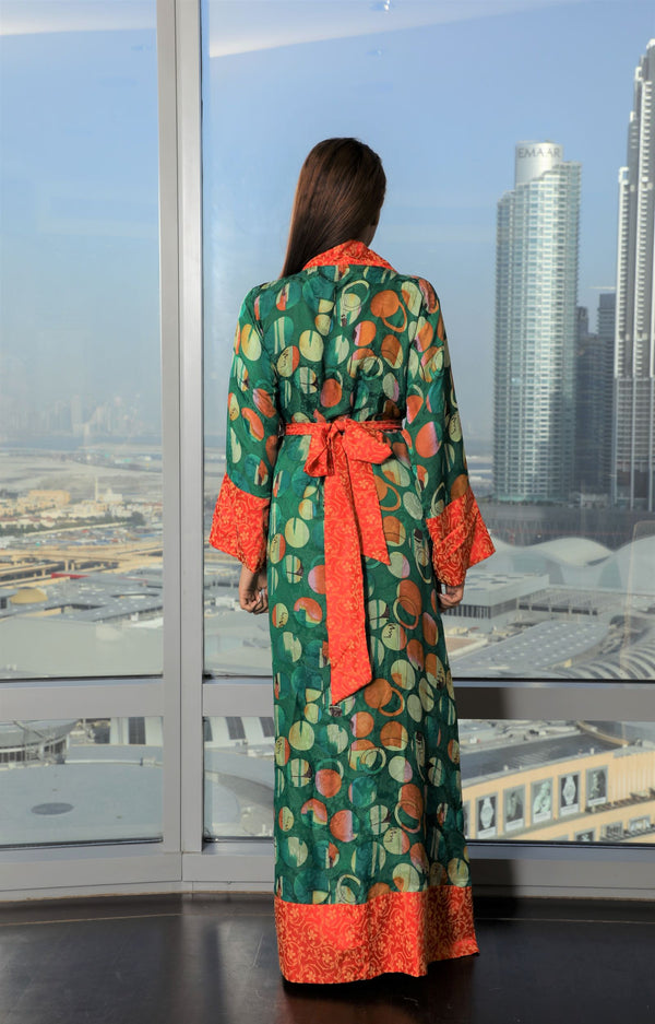 Long Green Silk Robe