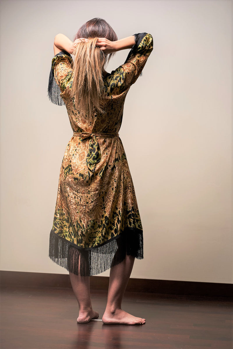 leopard print loungewear gown
