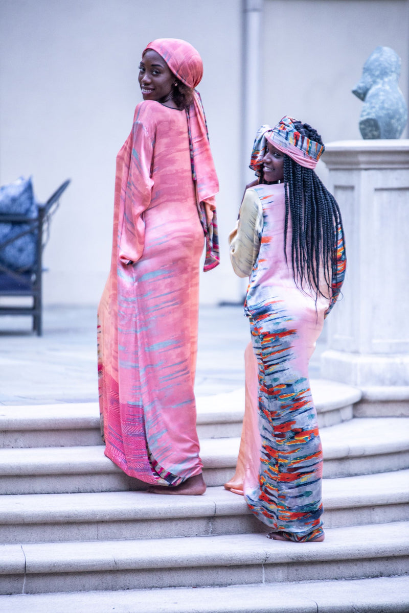 African  kaftans satin dresses long sleeve 