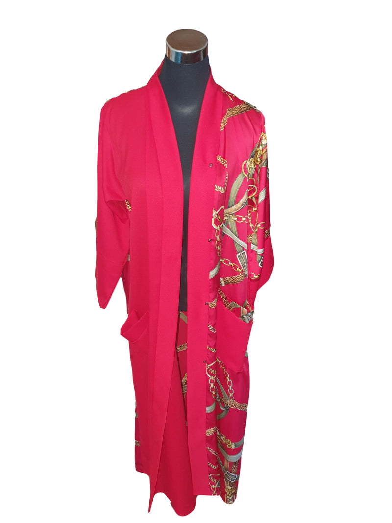 Long Kimono dress red contrast