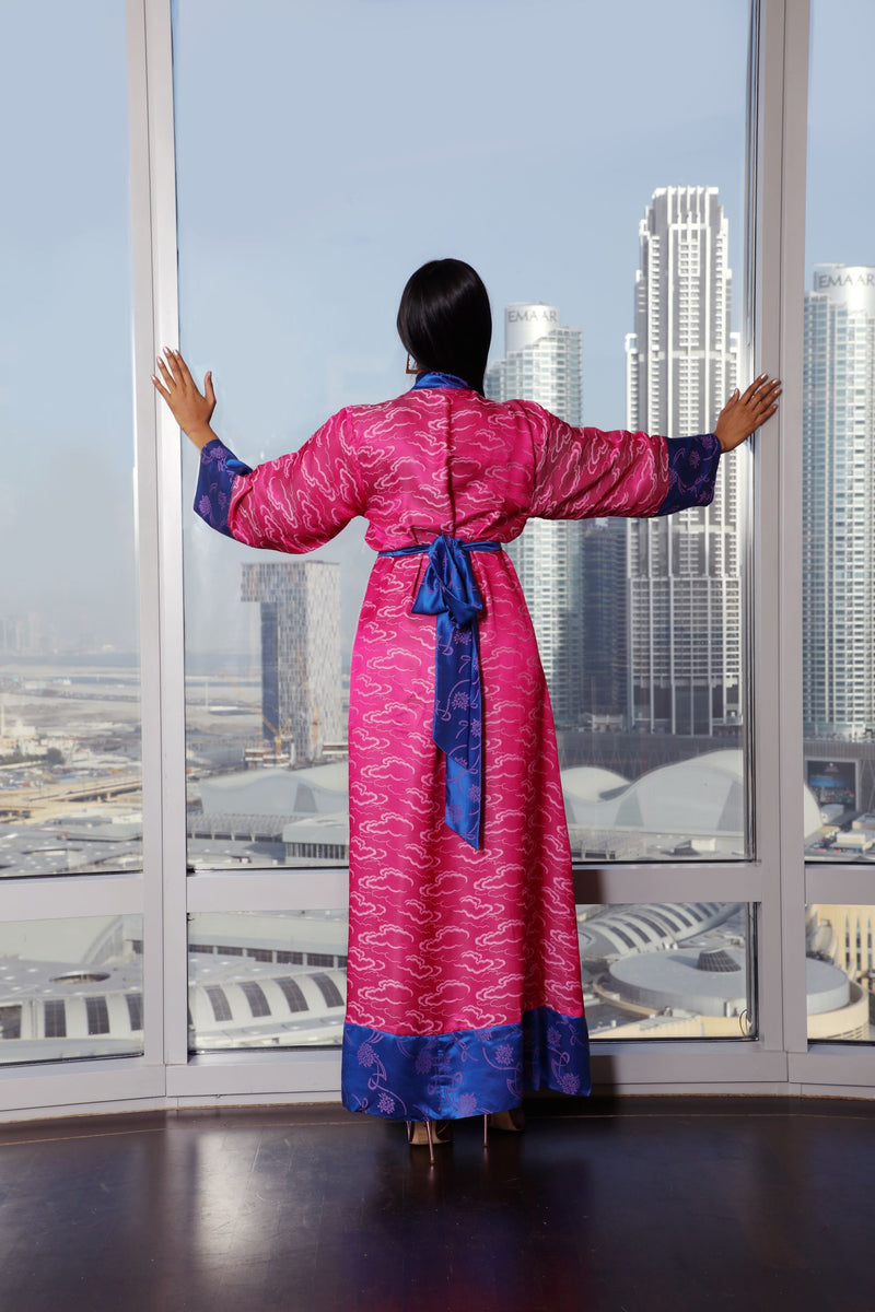 Long pink kimono dress dubai 