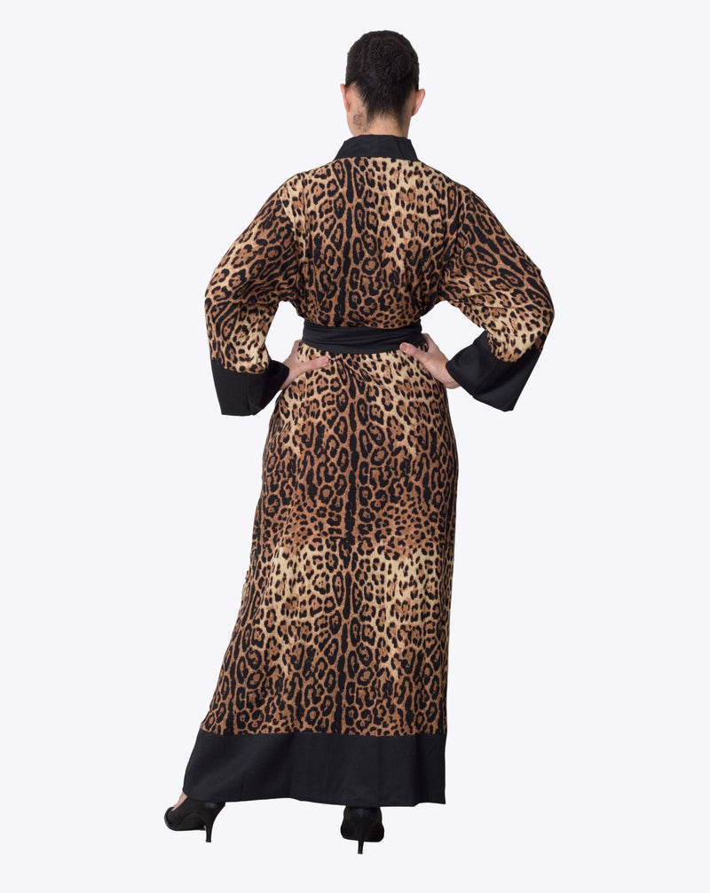 cotton kimono robe leopard printed