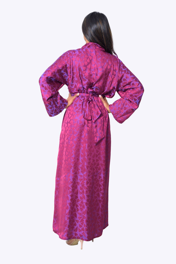 purple Long kimono robe pattern