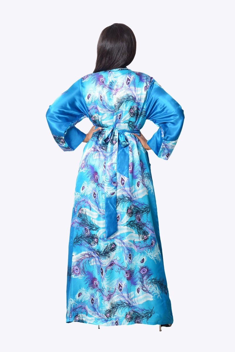 100% Silk Kimono Robe blue loungewear