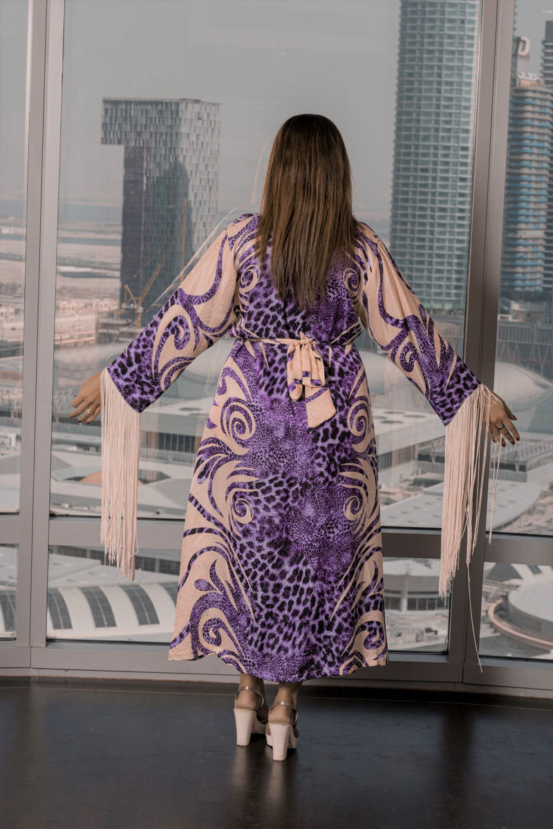 Plus Size Midi Dress purple print