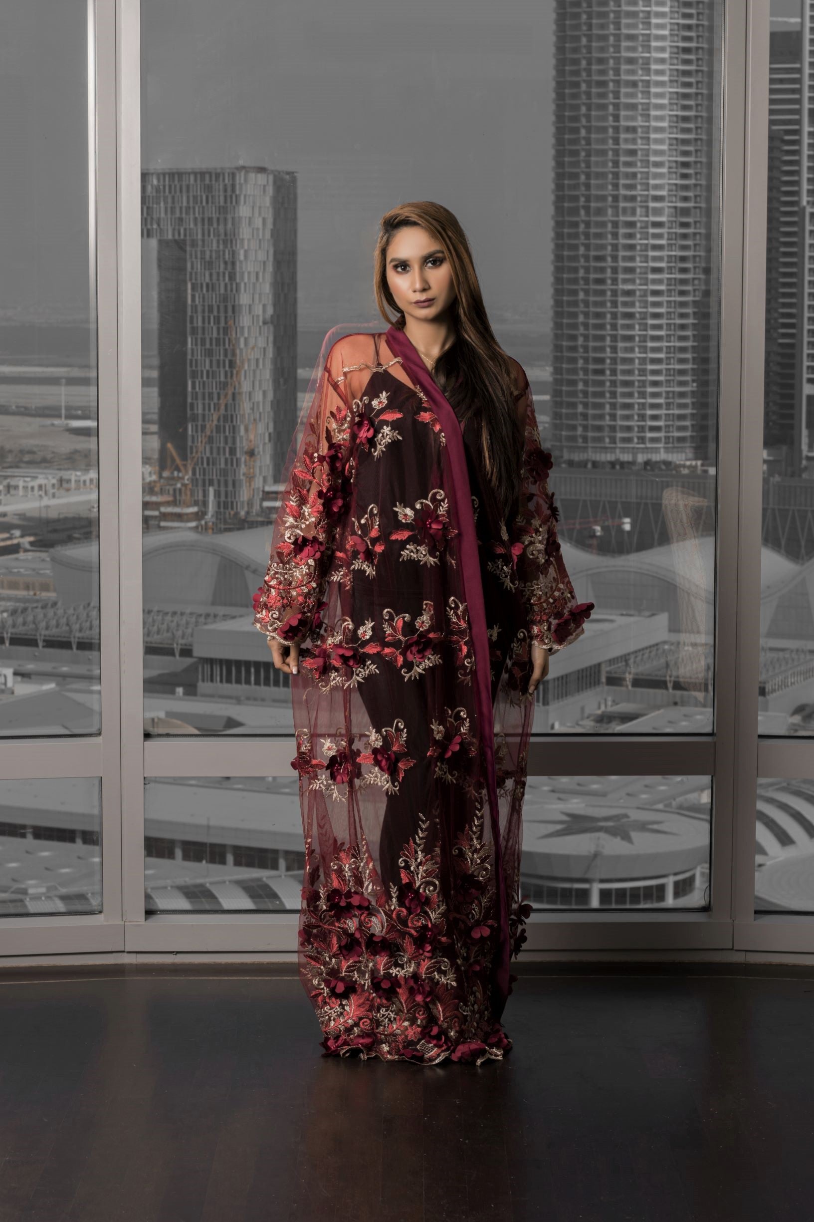 Custom Bridal Robe, Elegant Sheer Evening Gown | Ellectives