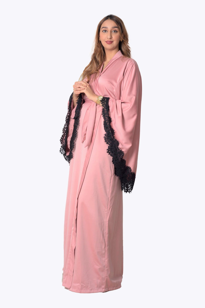 Pink wide sleeves kimono dress