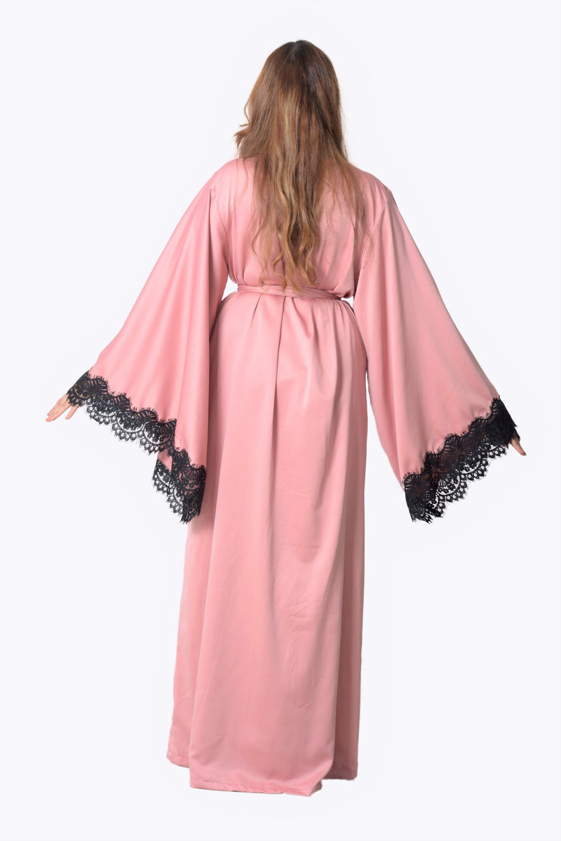 Satin pink robes for women floor length