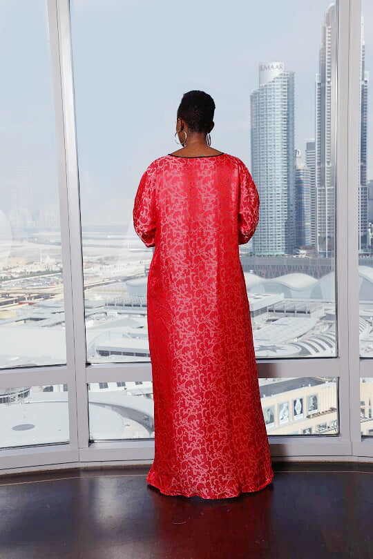 Luxury red caftan dress  floor length 