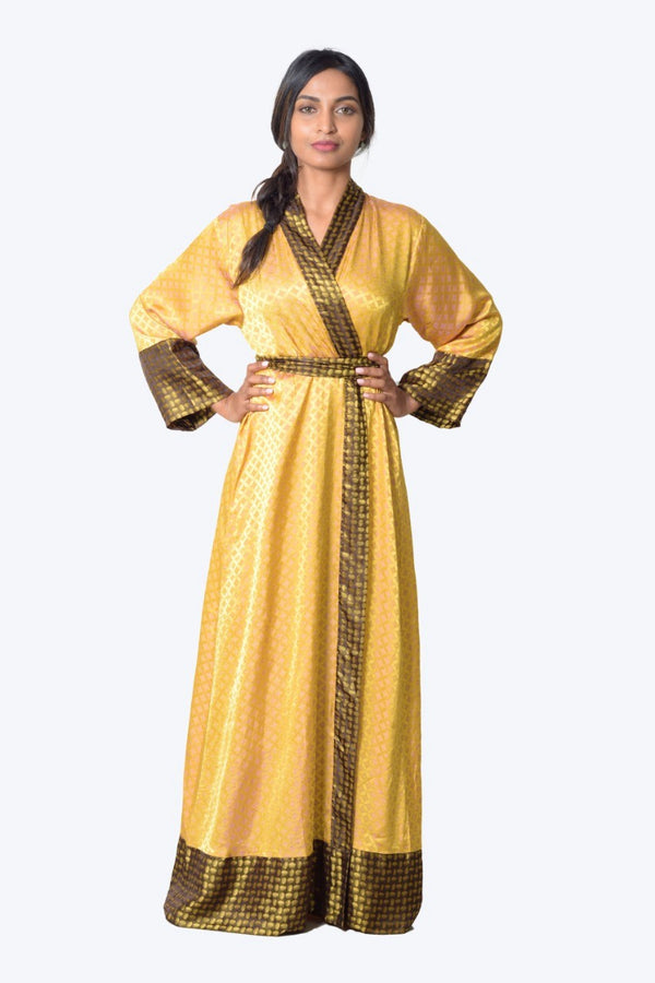 Gold Wrap dress floor length