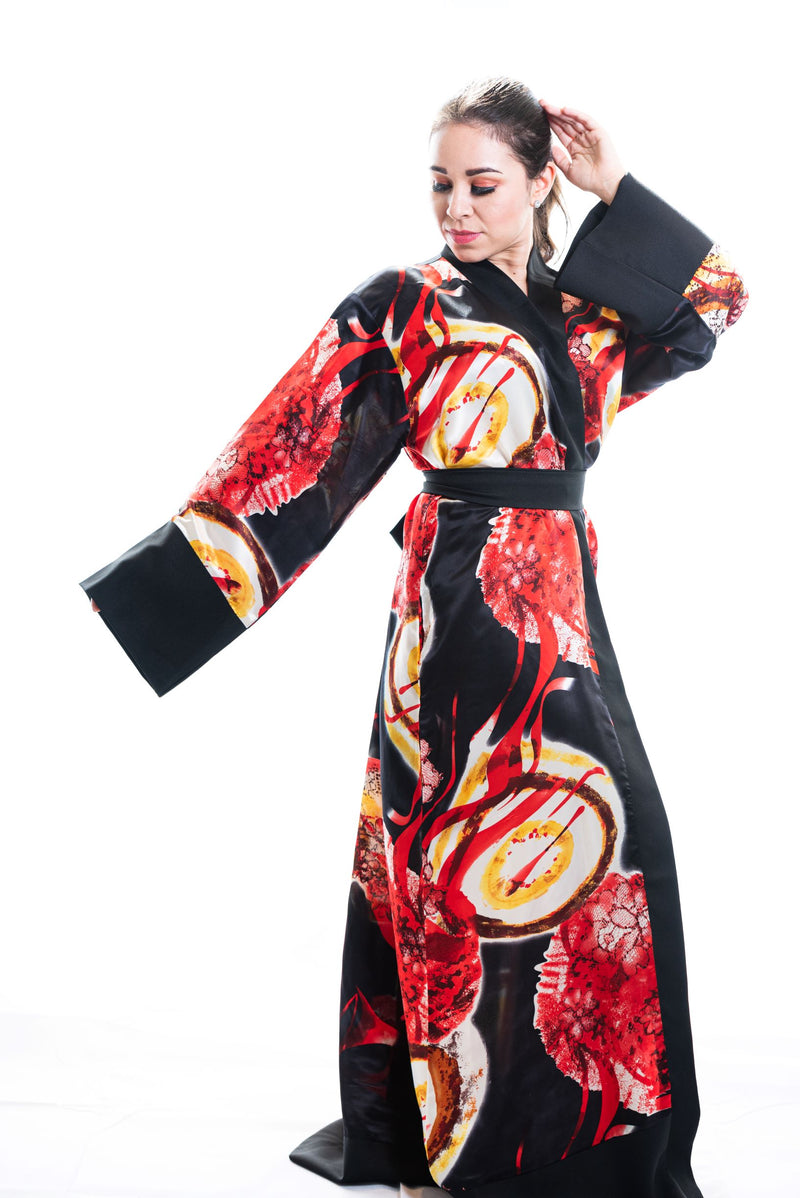 kimono largo estampado