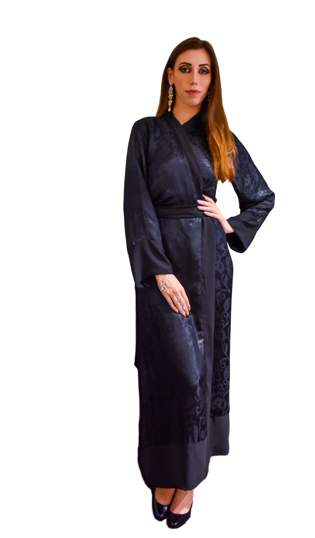 Kusaibi Robe Black Wrap Dress - Silk Kimono & Lingerie Robe | Ellectives