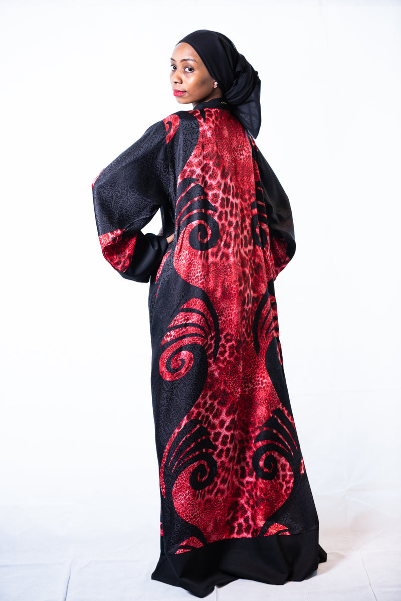 animal print silk kimono dress