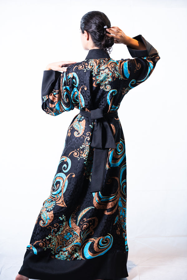 black kimono maxi dress