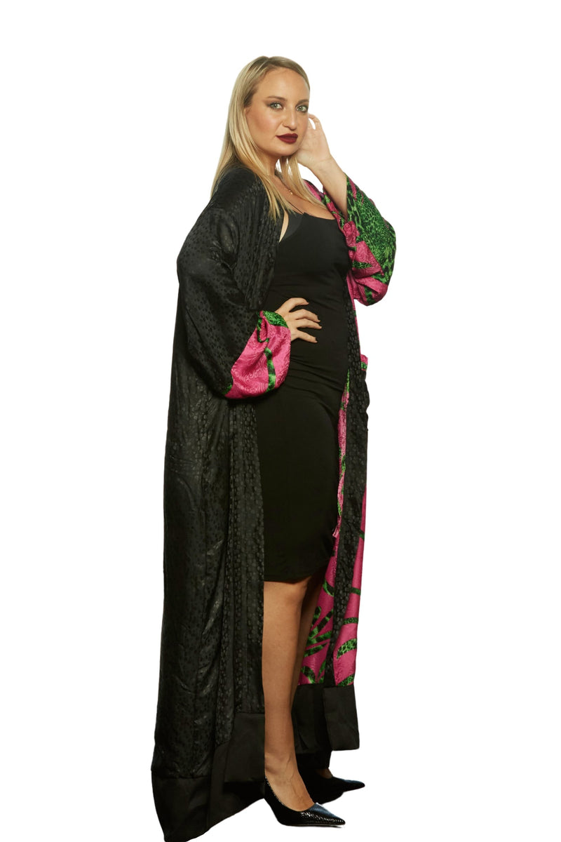 black silk kimono dress