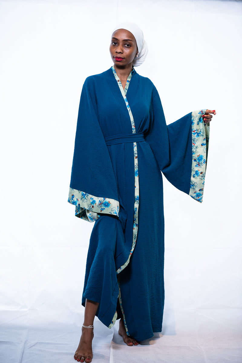 blue african kimono