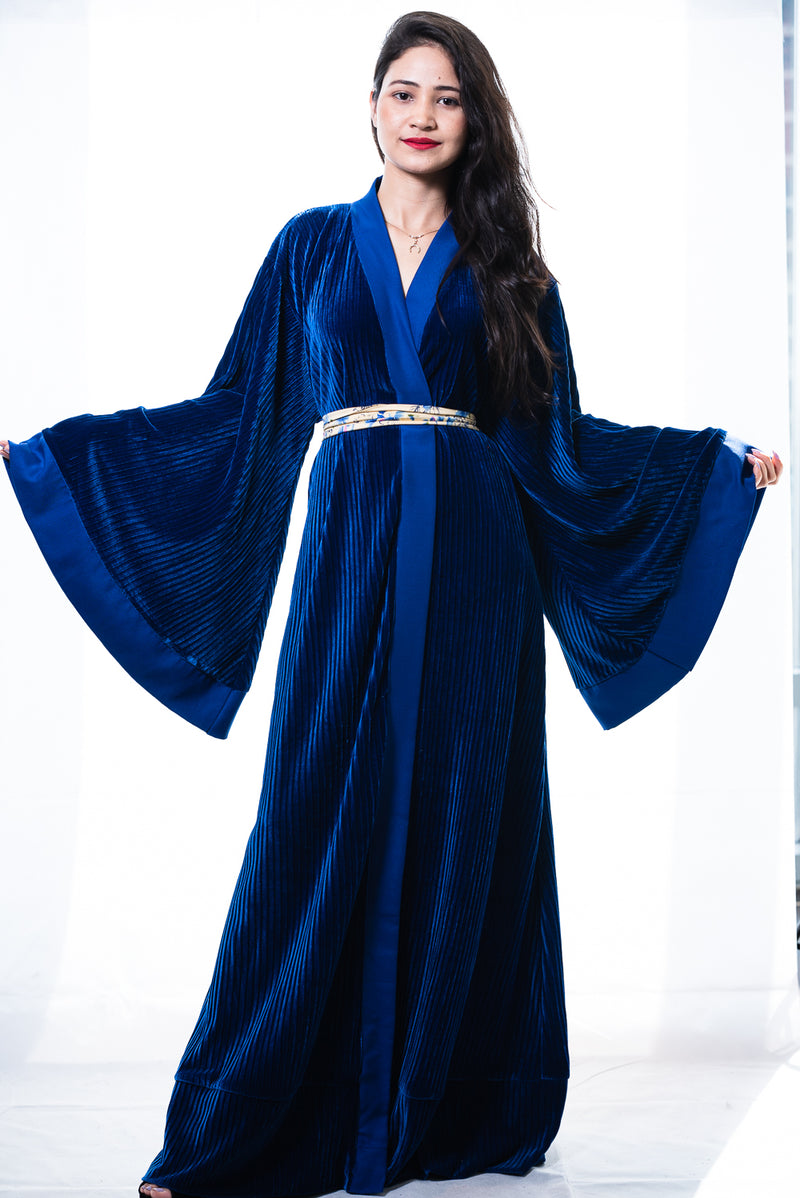 blue velvet bathrobe