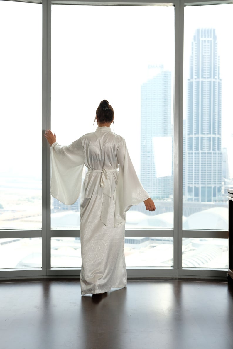 white silk kimono robe 