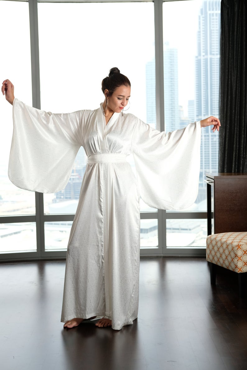 bridal silk kimono robe