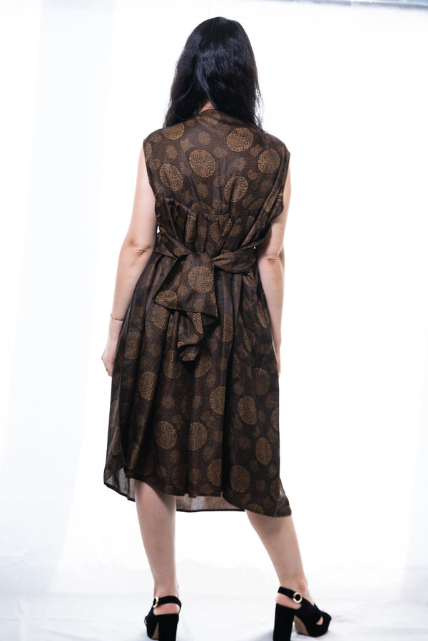 bronze silk midi dress 