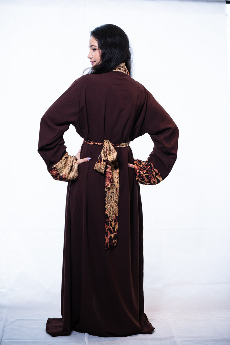 brown leopard print robe