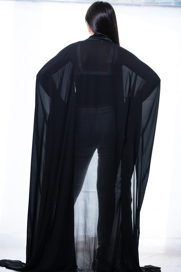 chiffon black robe