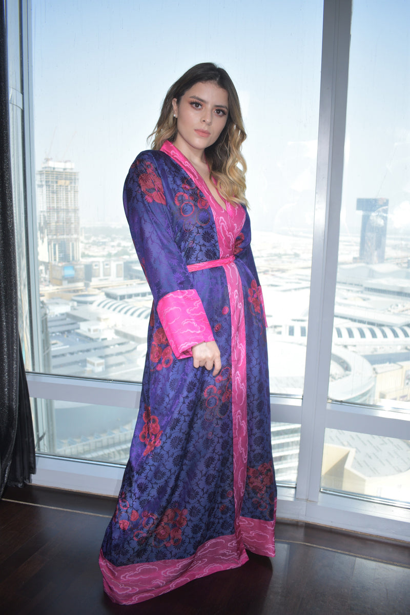 Purple Silk japanese Kimono Robe
