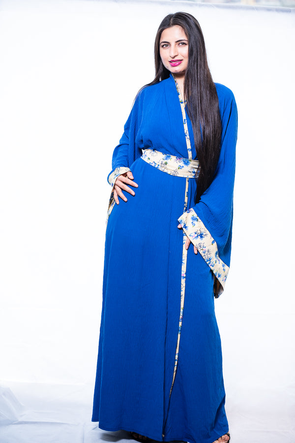 cobalt blue cotton robe