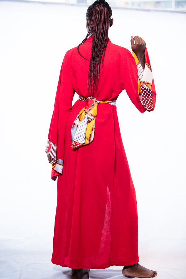 cotton long red robe