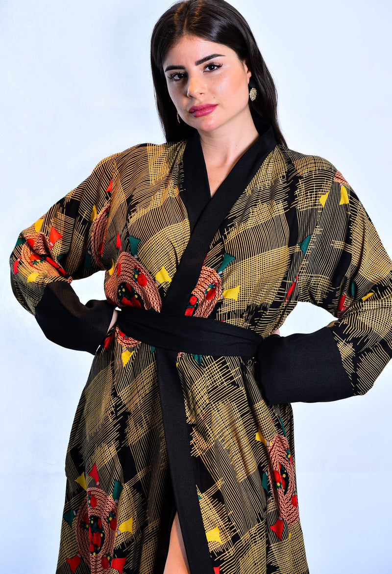 cotton printed kimono dress